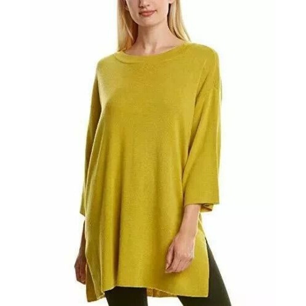 Eileen Fisher Womens Fern Fine Organic Cotton Silk Mock Neck Tunic Top XXS/XS